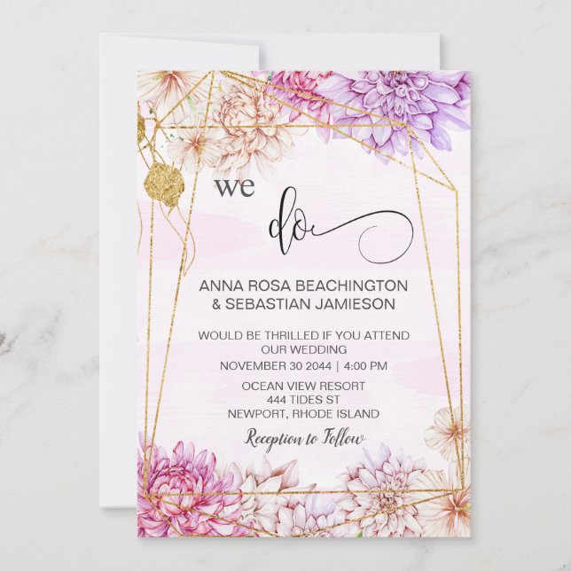 Invitation *~* NOUS FAISONS Floral Géométrique QR RSVP AR15 M (Devant)