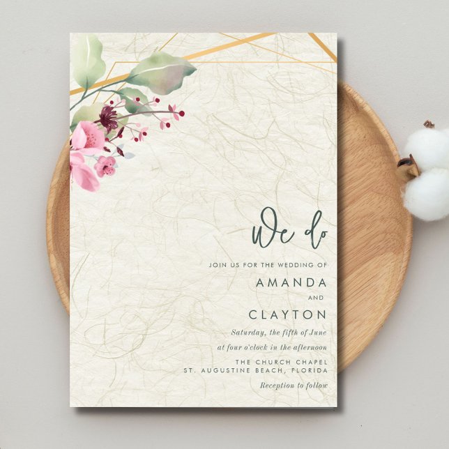 Invitation Nous faisons Mariage (We Do Elegant Floral Botanical Wedding Invitation)