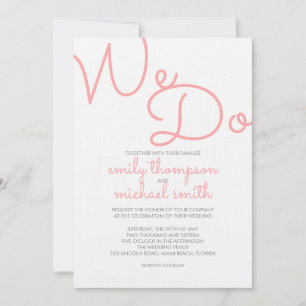 Invitation Nous faisons   Mariage de typographie moderne rose