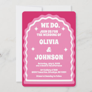 Invitation Nous Faisons Moderne Gras Rose Magenta Retro Arch