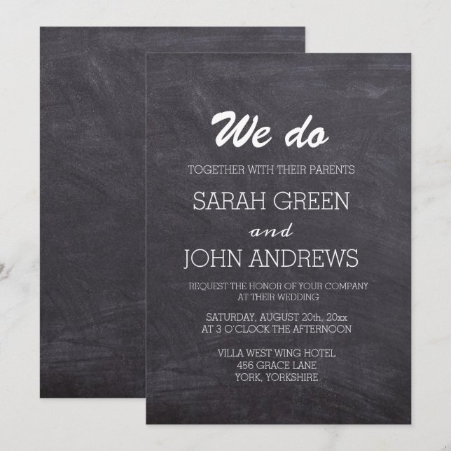 Invitation Nous faisons noir et blanc Mariage de tableau de b (Devant / Derrière)