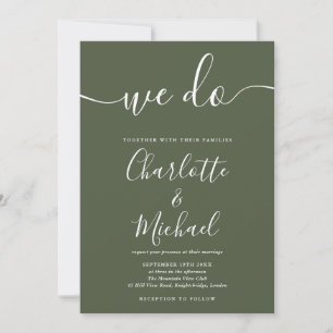 Invitation Nous faisons Olive Green Signature Script Mariage