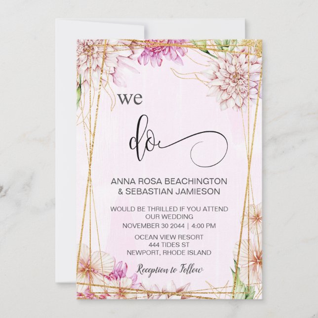 Invitation *~* NOUS FAISONS Pink Pastel Floral RSVP AR15 QR (Devant)