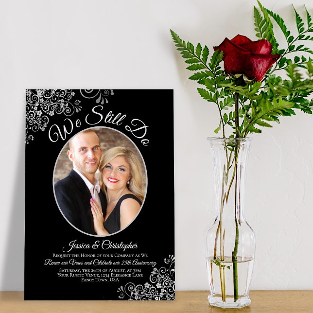 Invitation Nous Faisons Toujours Black & Silver Mariage Vow R (Créateur téléchargé)