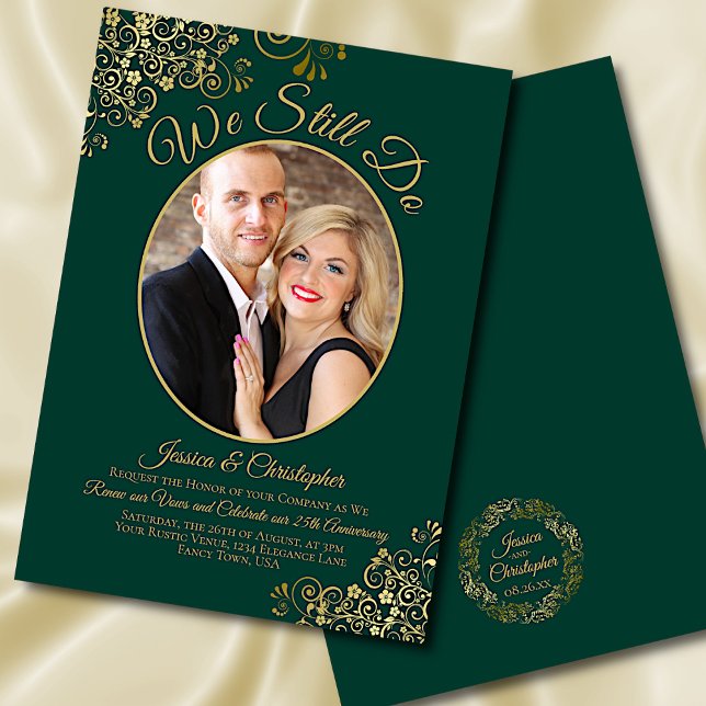 Invitation Nous faisons toujours Emerald & Gold Mariage Vow R (Créateur téléchargé)