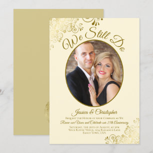 Invitation Nous Faisons Toujours Gold & Cream Mariage Vow Ren