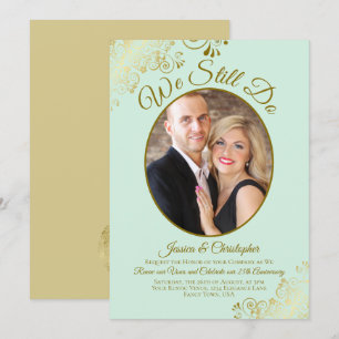 Invitation Nous Faisons Toujours Mint Green & Gold Mariage Vo