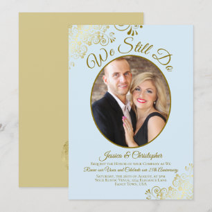 Invitation Nous Faisons Toujours Poudre Bleu & Or Mariage Vow