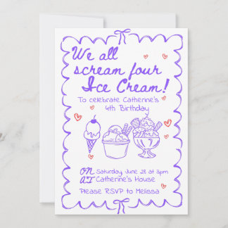 Invitation Nous hurlons tous Four Ice Cream Anniversaire Invi