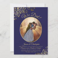 Nous l'avons fait ! Broderie dorée sur fond bleu m