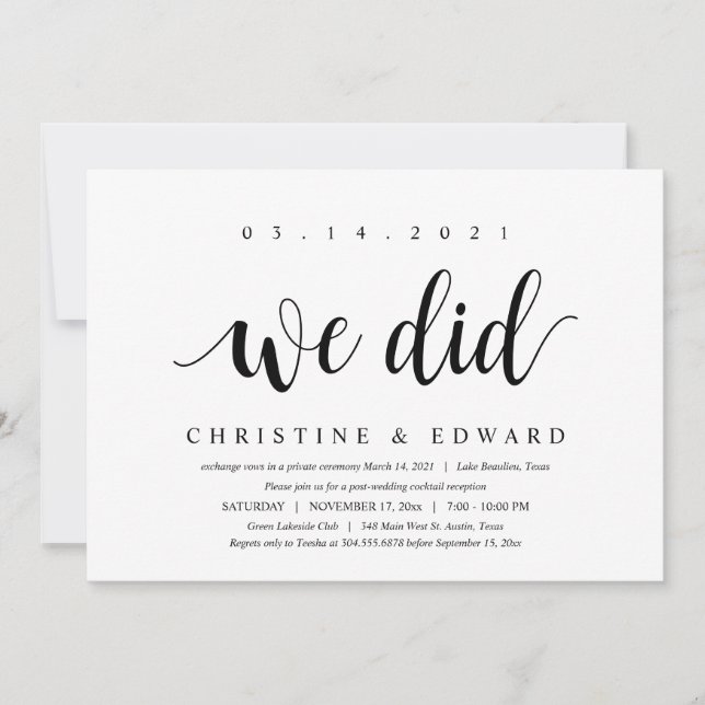 Invitation Nous l'avons fait, Évasion de mariage post-moderne (Devant)