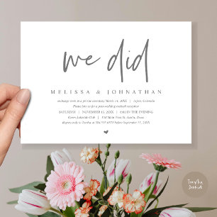 Invitation Nous L'Avons Fait, Mariage Elopement Party, Minima