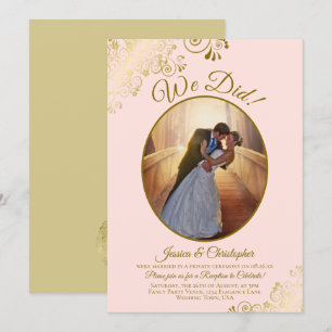 Invitation Nous l'avons fait ! Réception de mariage rose poud