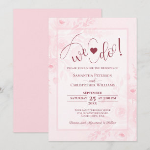 Invitation Nous le faisons ! Faire rougir rose bohème chic fl
