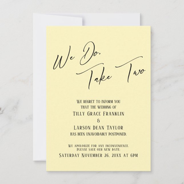 Invitation Nous Le Faisons, Prenez Deux : Mariage Retardé Pal (Devant)