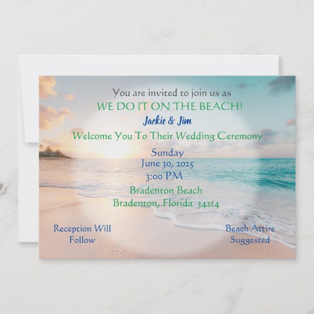 Invitation Nous Le Faisons Sur La Plage (Devant)