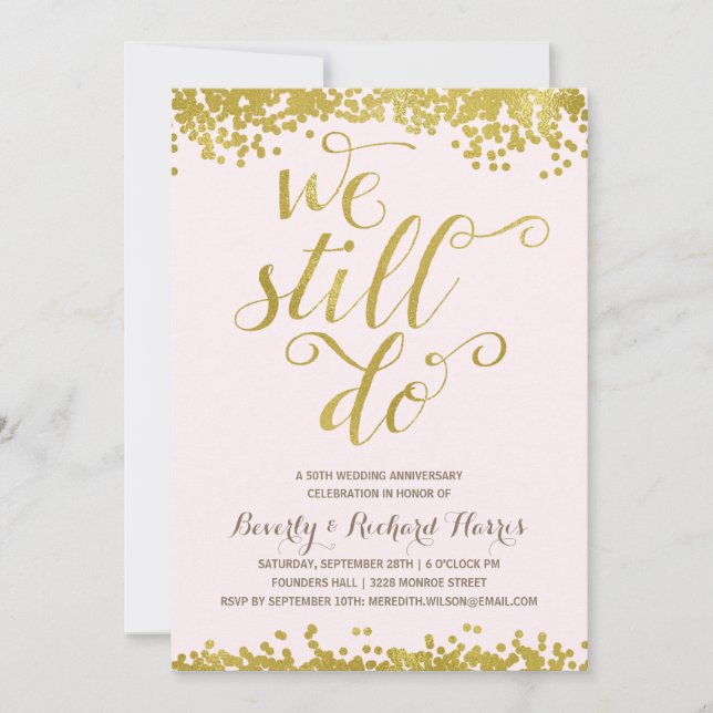 Invitation Nous le faisons toujours | Faux Gold Foil Annivers (Devant)
