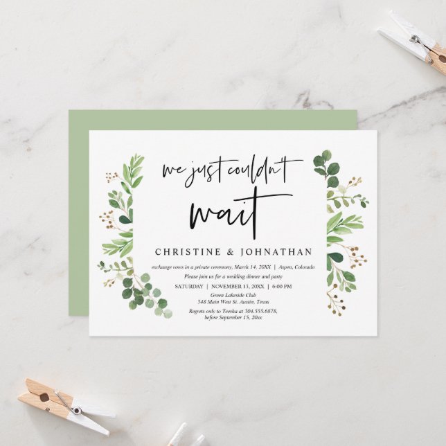 Invitation Nous n'avons pas pu attendre, Mariage en Elopement (Devant/Arrière en situation)