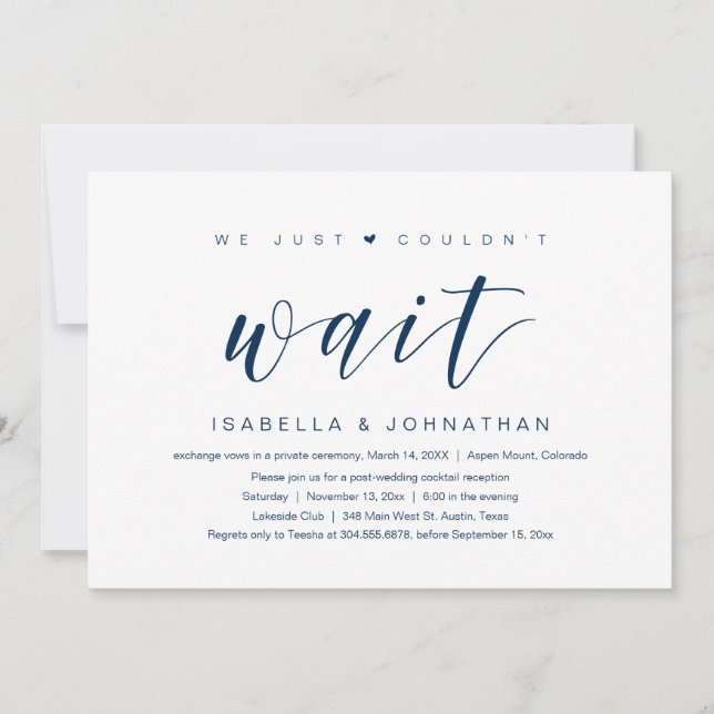 Invitation Nous n'avons pas pu attendre, Mariage Fuite de Noc (Devant)