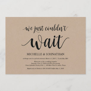 Invitation Nous ne pouvions pas attendre, Mariage Elopement I