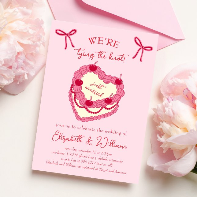 Invitation Nous nouons le Mariage de cerisier Knot Coquette (we're tying the knot wedding invitation
)