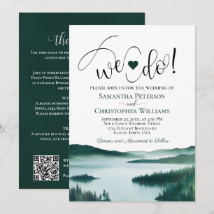 Invitation Nous nous marions ! Code QR de mariage au lac de m