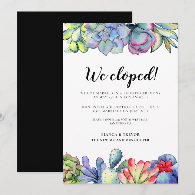 Invitation Nous nous sommes enfuis ! Annonce de mariage au ca (Devant / Derrière)