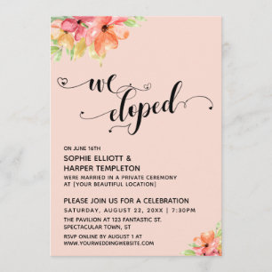 Invitation Nous nous sommes enfuis avec des cœurs Script Fleu