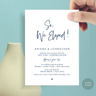 Invitation Nous nous sommes enfuis, Bleu marine, Mariage en f