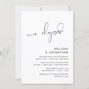 Invitation Nous nous sommes enfuis, Fête de Mariage en Elopem