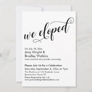 Invitation Nous nous sommes enfuis Mariage Fancy Script Céléb
