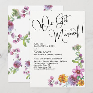 Invitation Nous nous sommes mariés Aquarelle Réception de fle