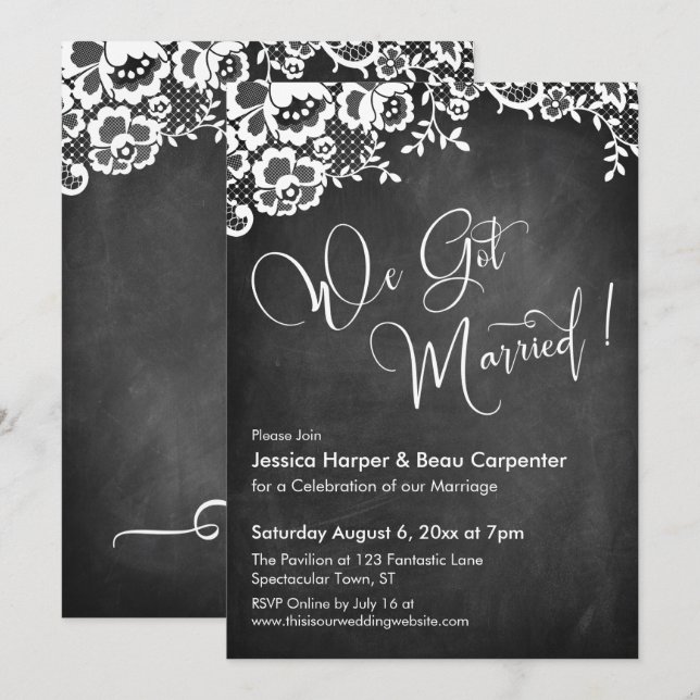 Invitation Nous nous sommes mariés Calligraphie moderne Table (Devant / Derrière)