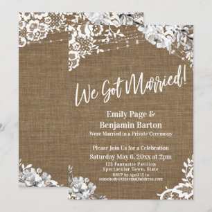 Invitation Nous nous sommes mariés Country Burlap Lace Guirla