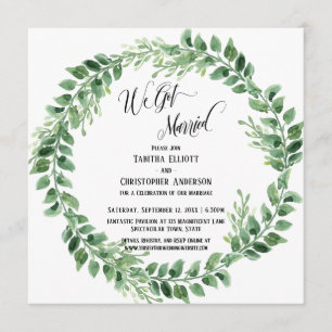 Invitation Nous nous sommes mariés Couronne de verdure Récept