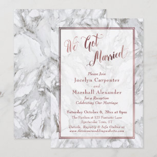 Invitation Nous nous sommes mariés Écriture Rose Gold Marbre 
