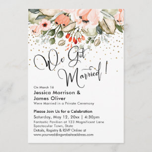 Invitation Nous Nous Sommes Mariés ! Flore flush et Confetti 