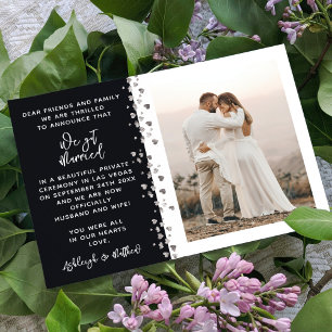 Invitation Nous nous sommes mariés Photo Cœur Noir Argent