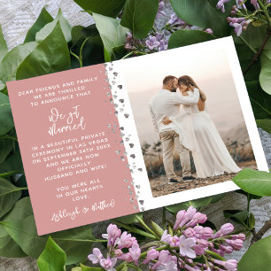 Invitation Nous nous sommes mariés Photo Dusty Rose Cœur
