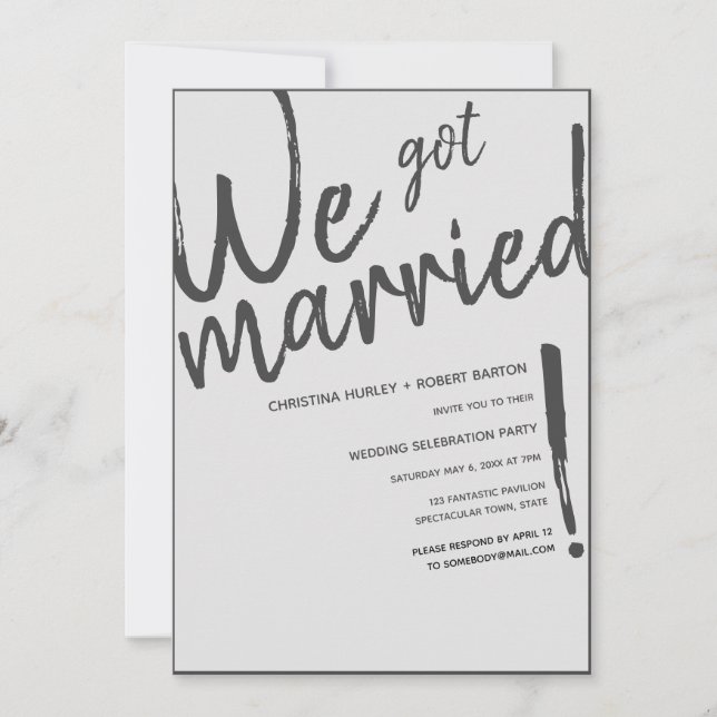Invitation "Nous Nous Sommes Mariés !" Réception de mariage à (Devant)