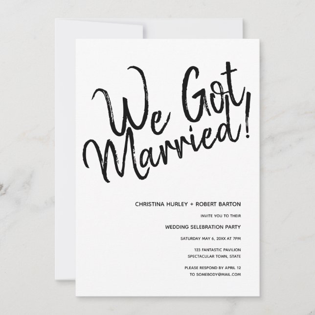Invitation "Nous Nous Sommes Mariés !" Réception de mariage à (Devant)