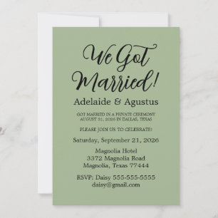 Invitation Nous nous sommes mariés Réception de mariage vert 