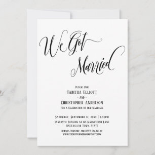Invitation Nous nous sommes mariés Script élaboré, Noir et Bl