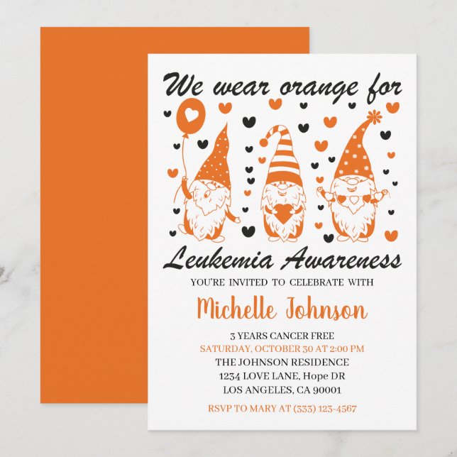 Invitation Nous portons de l'orange pour la Leucémie Sensibil (Devant / Derrière)