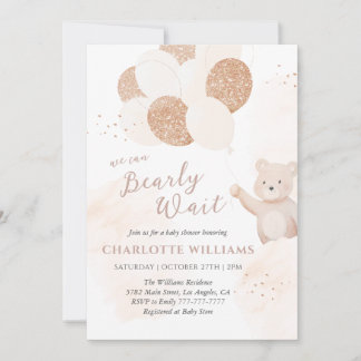 Invitation Nous pouvons à peine attendre | Fête bébé ours en 
