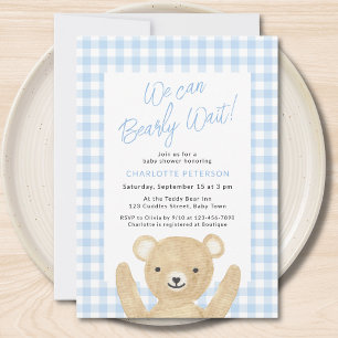 Invitation Nous pouvons à peine attendre Fête pour bébé garço