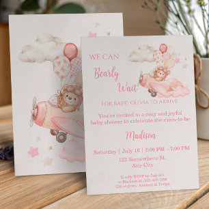 Invitation Nous pouvons à peine attendre Fille Aviatrice Baby