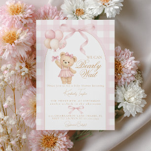 Invitation Nous pouvons à peine attendre Fille ourson Fête de