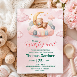 Invitation Nous pouvons à peine attendre Garçon Ourson Mignon