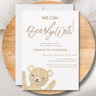 Invitation Nous Pouvons à Peine Attendre Ours en Peluche Baby
